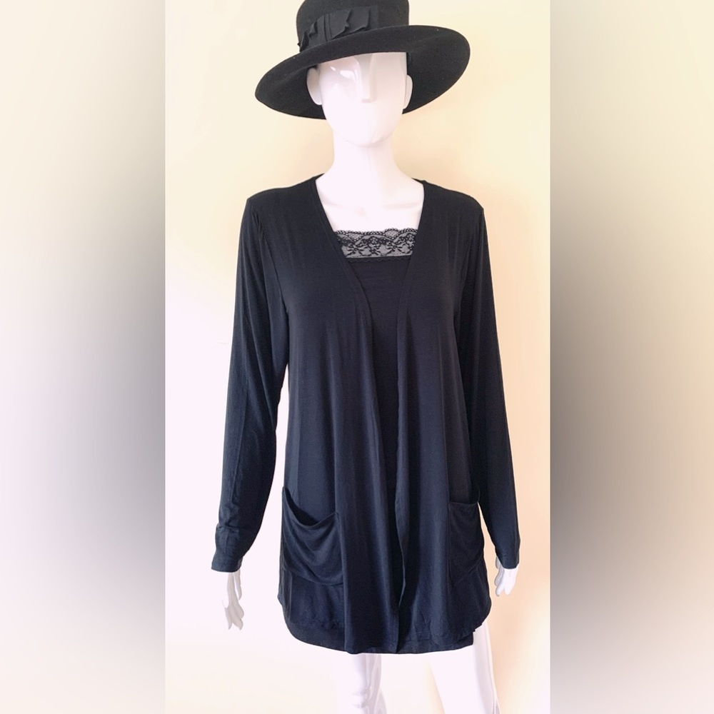 Silk & Cashmere brand super soft & light modal long cardigan two pockets size XL